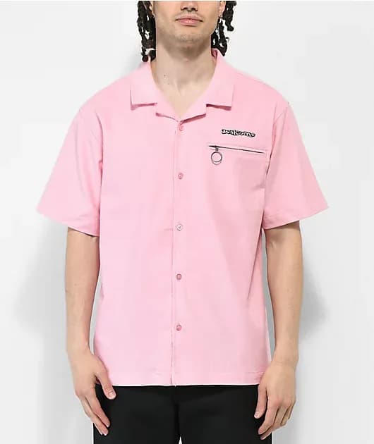 Recess Pink Corduroy Short Sleeve Button Up Shirt — image 1 of 1