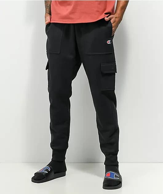 Reverse Weave Black Cargo Sweatpants — image 1 of 1