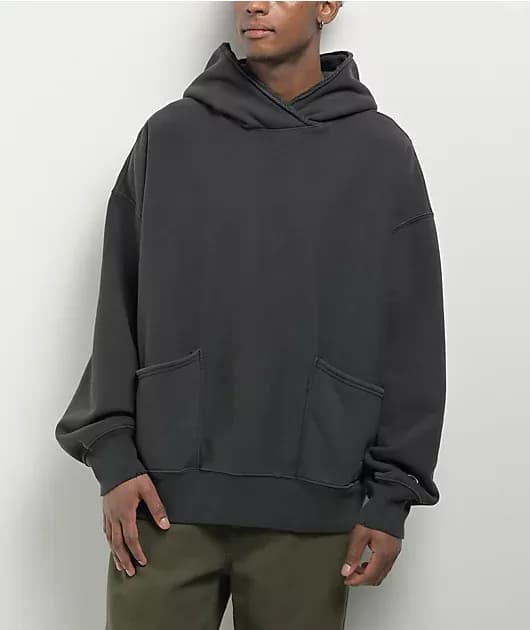 Reverse Weave Crossover Black Vintage Dye Hoodie — image 1 of 1