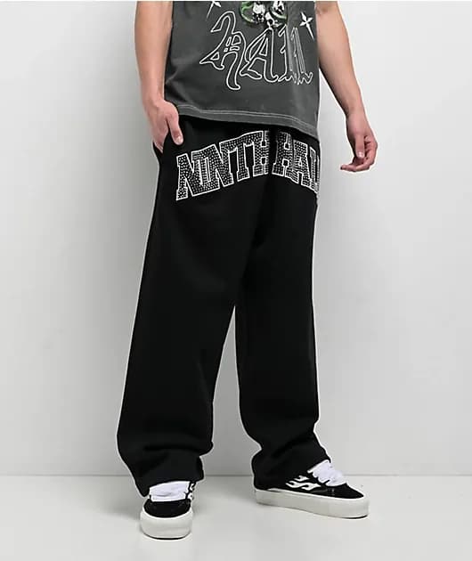 Rhinestone Black Oversized Sweatpants — image 1 of 1