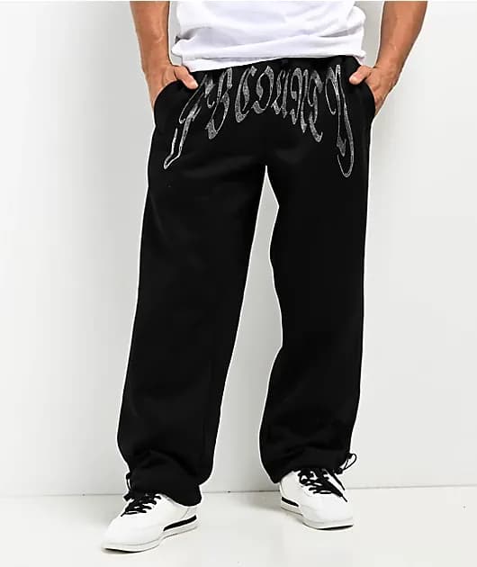 Rhinestone Black Sweat Pants — image 1 of 1