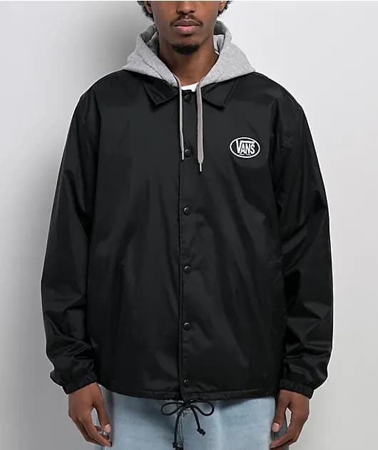 Riley Black Hooded Coaches Jacket — image 1 of 1
