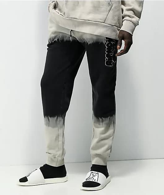 Riptail Grey Black Tie Dye Jogger Sweatpants — image 1 of 1
