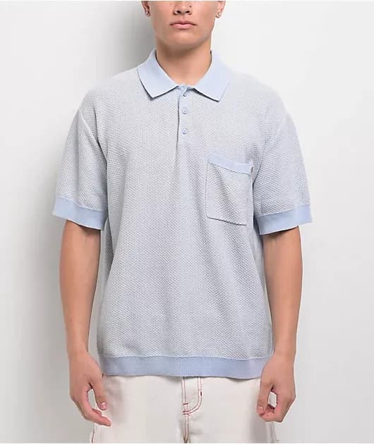 Rocky Blue White Knit Polo Shirt — image 1 of 1
