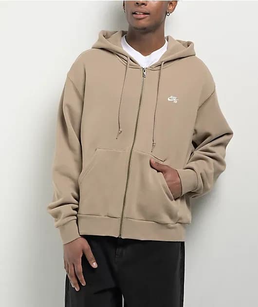 SB Logo Khaki White Zip Hoodie — image 1 of 1