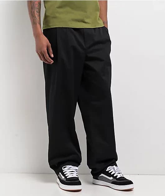 School Black Loose Skate Pleated Chino Pants — image 1 of 1