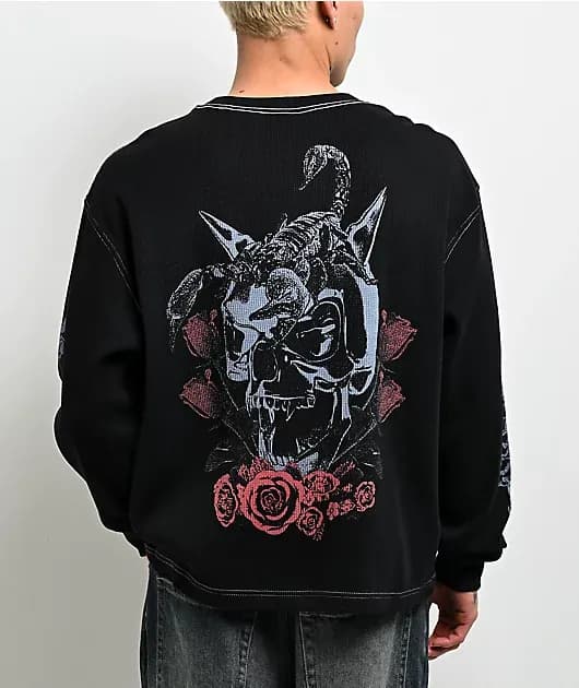 Scorpio Season Black Thermal Long Sleeve T-Shirt — image 1 of 1