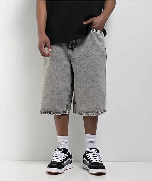 Scramble Grey Wash Ultra Loose Denim Skate Shorts — image 1 of 1
