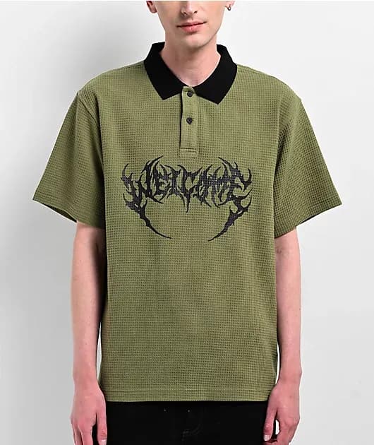 Sharp Olive Thermal Polo Shirt — image 1 of 1