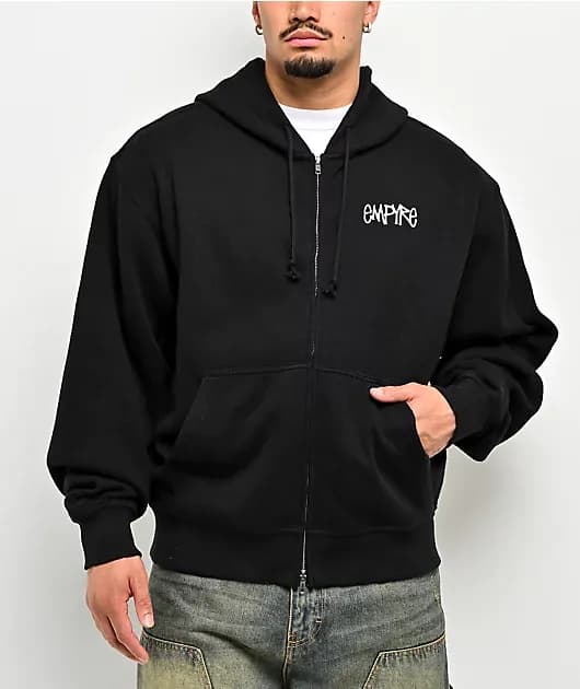 Shin Splints Black Ribbed Zip Hoodie — image 1 of 1