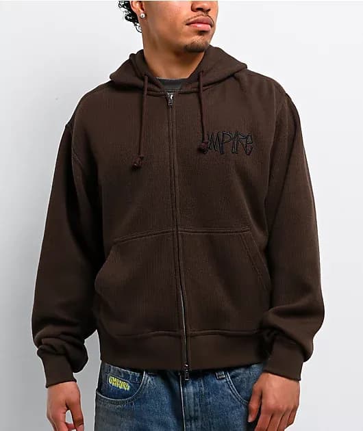 Shin Splints Brown Zip Hooded Sweater — image 1 of 1