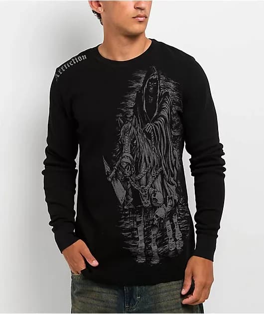 Shrouded Night Black Thermal Long Sleeve T-Shirt — image 1 of 1