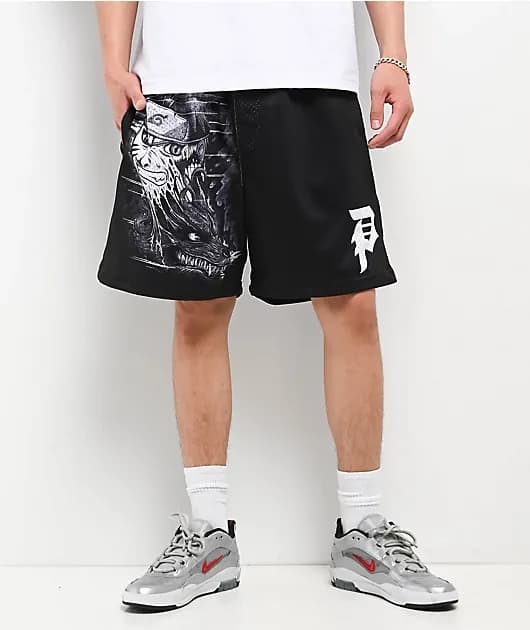Signature Graphic Shippuden Beast Black Mesh Shorts — image 1 of 1