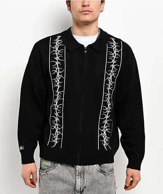 Sin Stripe Black Zip Sweater — image 1 of 1