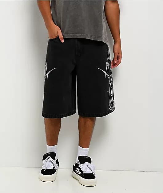 Siphon Cyber Black Wash Ultra Wide Shorts — image 1 of 1