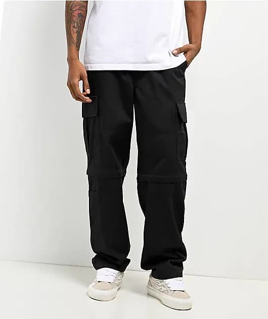 Black Zip Off Cargo Skate Pants — image 1 of 1