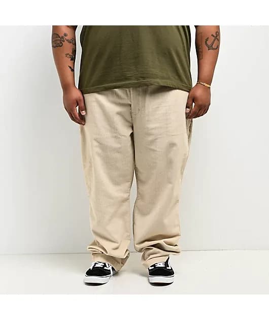 Skateboarding Tom Knox Sand Corduroy Elastic Waist Pants — image 1 of 1