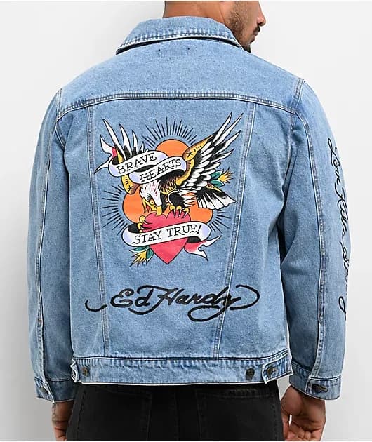 Skull Light Blue Wash Denim Jacket — image 1 of 1