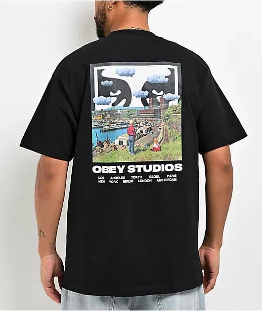 Sky Face Black Heavyweight T-Shirt — image 1 of 1