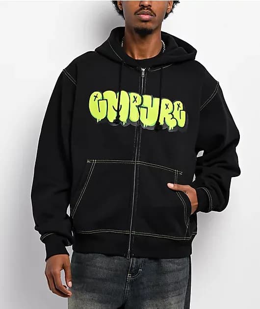 Slime Black Crop Zip Hoodie — image 1 of 1
