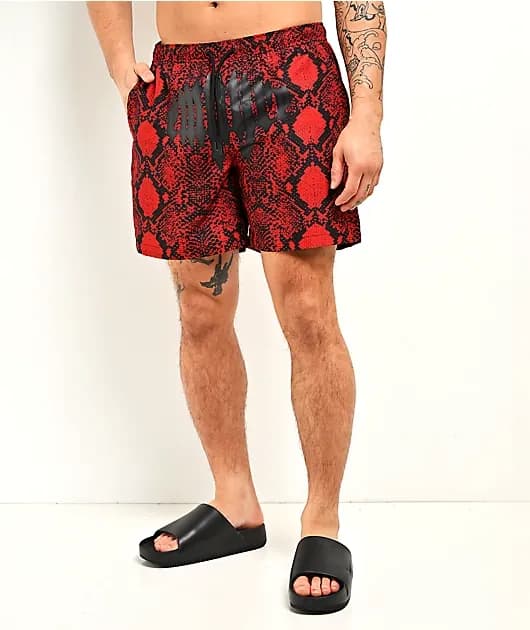 Snake Floater Red Black Board Shorts — image 1 of 1