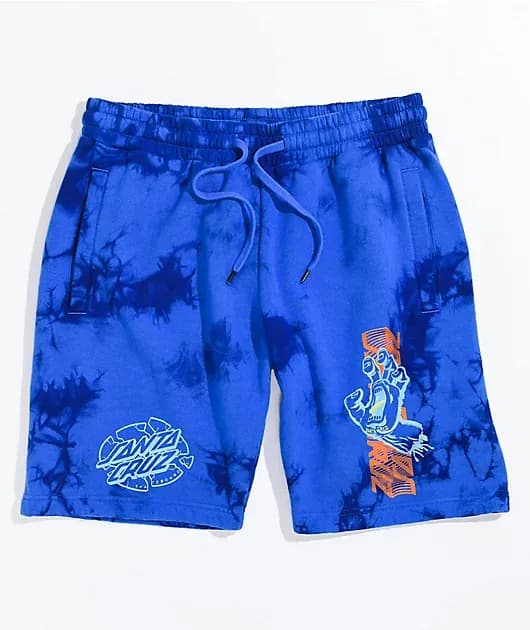 Split Hand Broken Dot Blue Tie Dye Sweat Shorts — image 1 of 1
