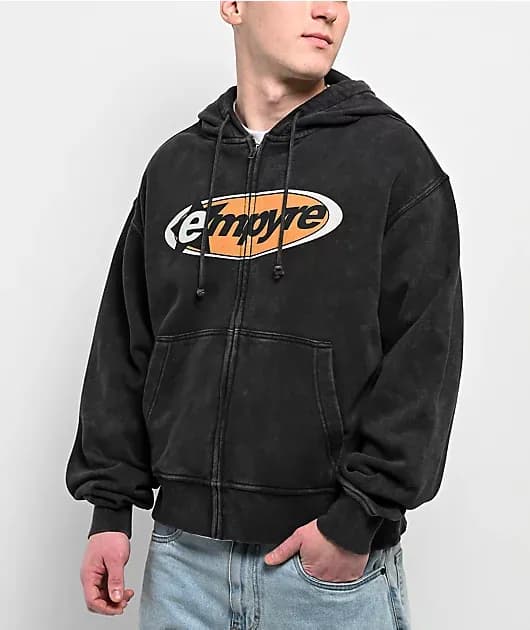 Sporty Flash Charcoal Wash Boxy Zip Hoodie — image 1 of 1