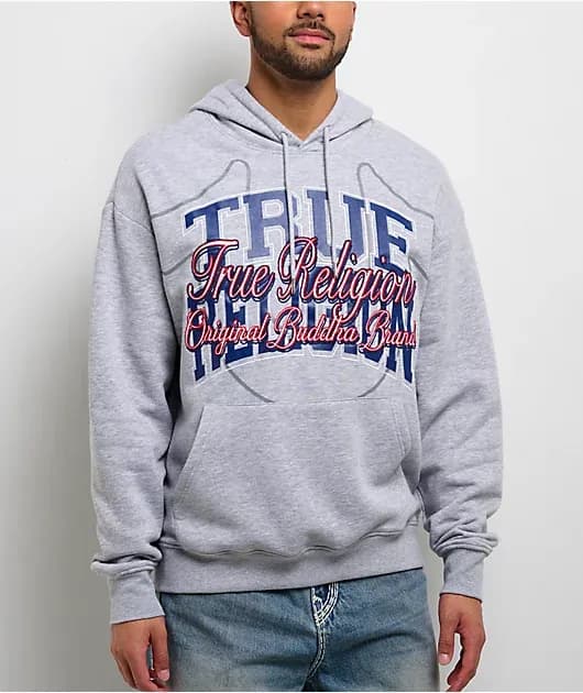 Stacked Box Script Grey Hoodie — image 1 of 1