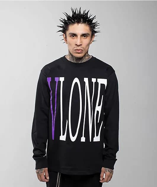 Staple Purple Black Long Sleeve T-Shirt — image 1 of 1
