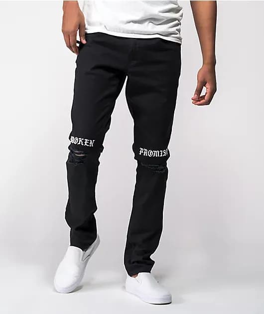 Stitch Rip Black Denim Skinny Jeans — image 1 of 1