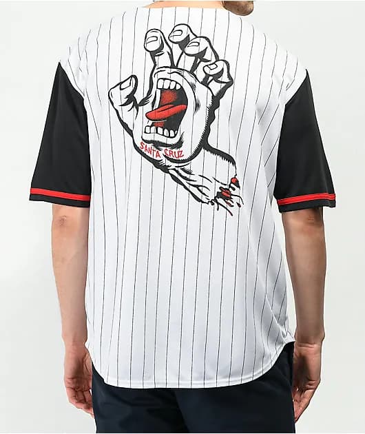 Strip Outline White Black Baseball Jersey — image 1 of 1