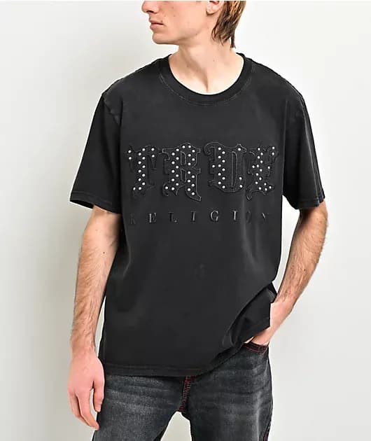 Studded Logo Black Wash T-Shirt — image 1 of 1