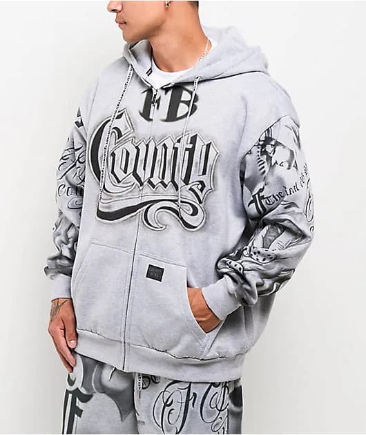 Tatted Up Grey Zip Hoodie — image 1 of 1
