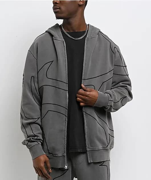 Thorn Black Wash Zip Hoodie — image 1 of 1