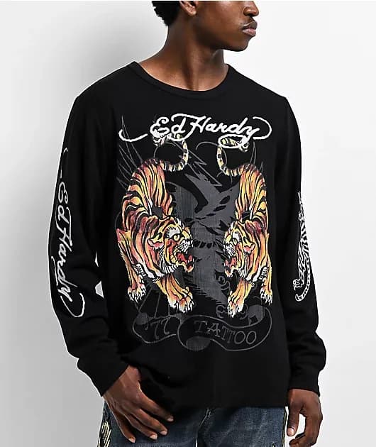 Tigers Black Thermal Long Sleeve T-Shirt — image 1 of 1