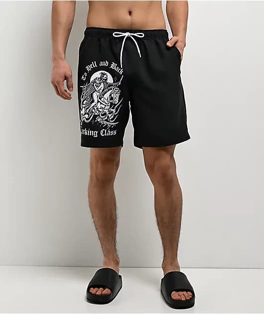 To Hell And Back Black Board Shorts — image 1 of 1