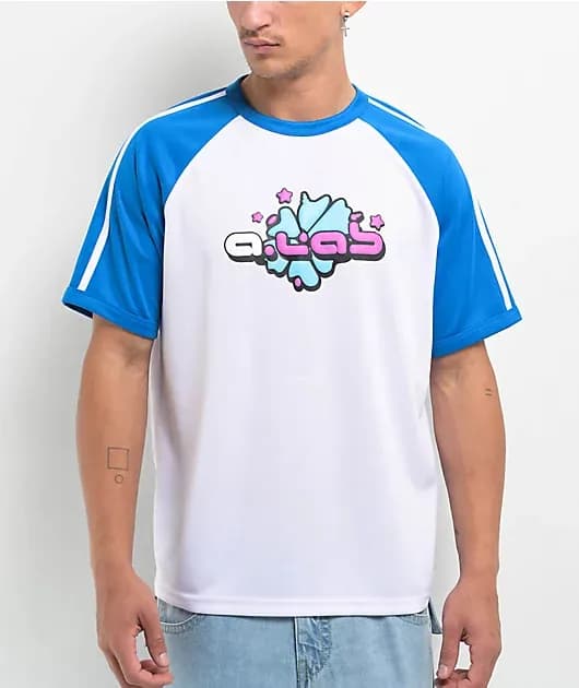 Toad Blue White Raglan Soccer Jersey — image 1 of 1