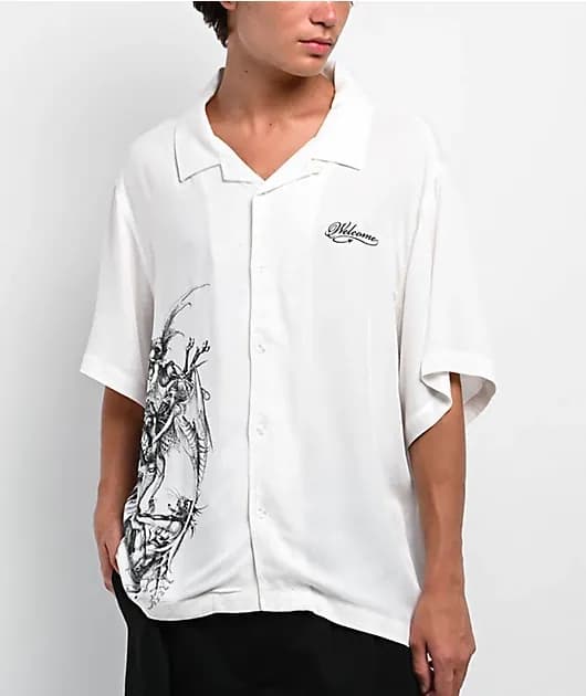 Torment White Short Sleeve Button Up Shirt — image 1 of 1