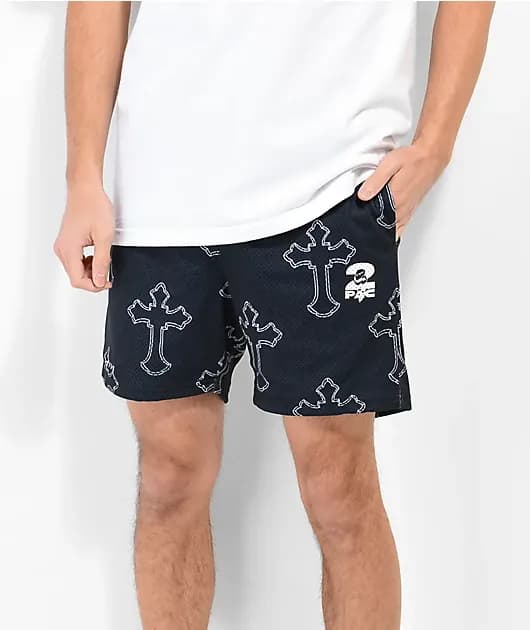 Tupac Black Mesh Shorts — image 1 of 1