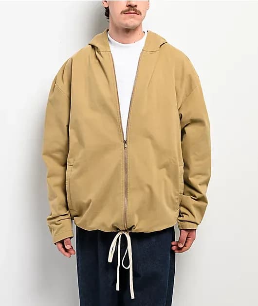 Twill Khaki Baggy Hooded Jacket — image 1 of 1