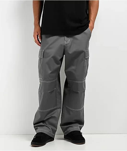 Ultra Loose Grey Cargo Skate Pants — image 1 of 1
