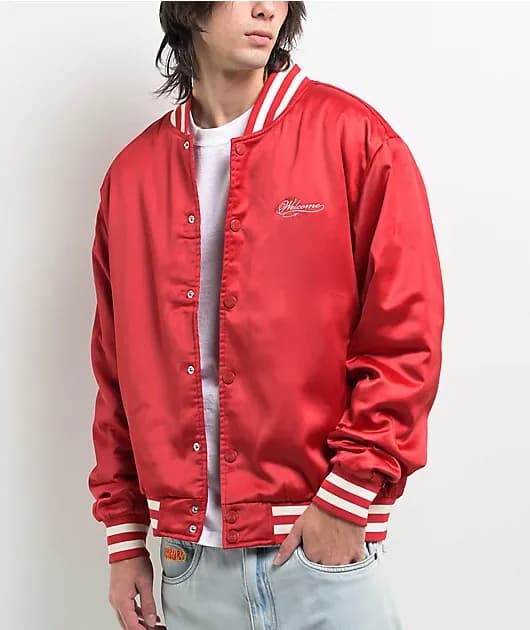 Union Thermal Satin Red Varsity Jacket — image 1 of 1