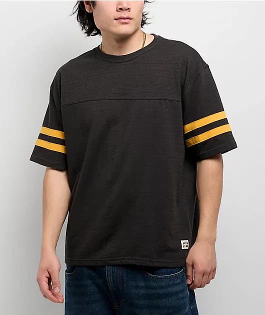 Vintage Washed Black Ray Flower Mesh Football Jersey — image 1 of 1