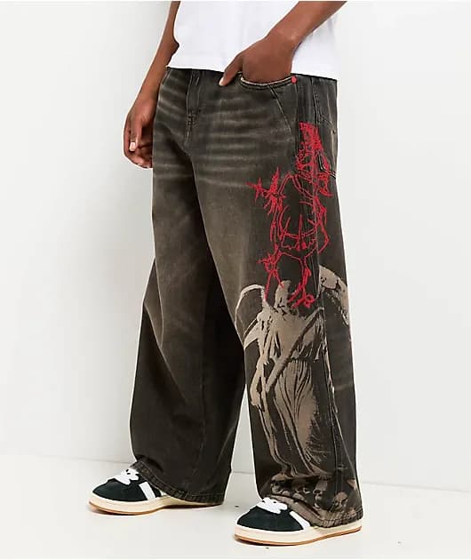 Void Angel Black Wash Ultra Wide Leg Jeans — image 1 of 1
