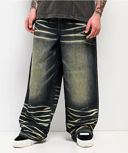 Void Scales Green Wash Wide Leg Jeans — image 1 of 1