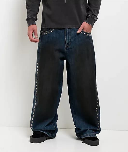 Void Spill Blue Wash Ultra Wide Leg Jeans — image 1 of 1