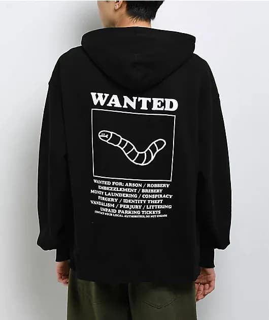 Wanted Worm Black Hoodie — image 1 of 1