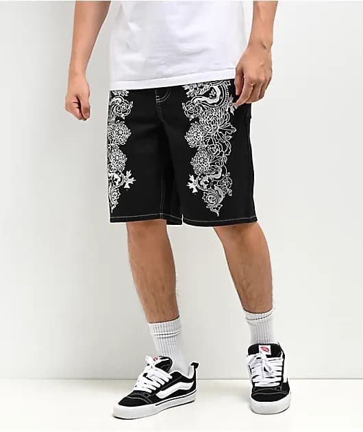 Waylay Black Raw Denim Shorts — image 1 of 1