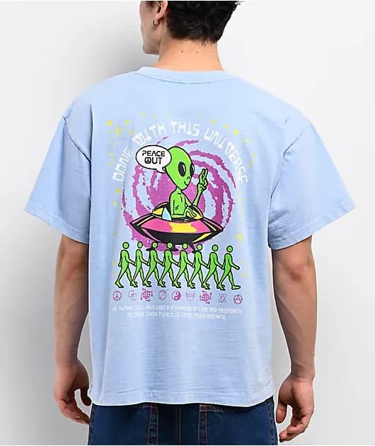 We Leave In Peace Blue T-Shirt — image 1 of 1