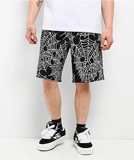 Web Skull Black Sweat Shorts — image 1 of 1